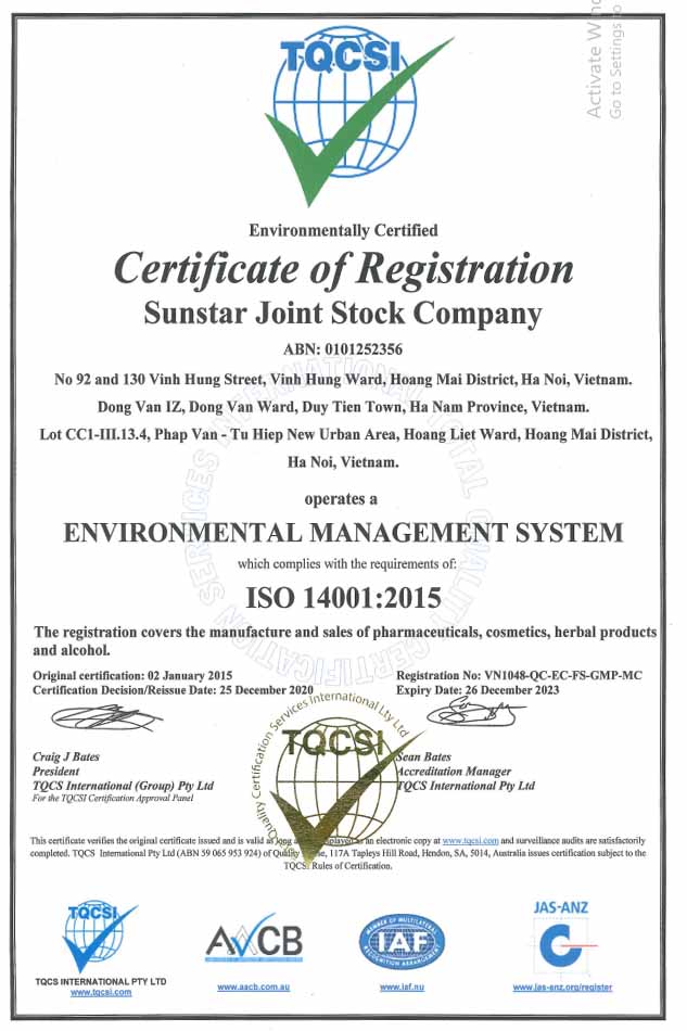The company has awarded Environmental management system iso 14001:2015 certification